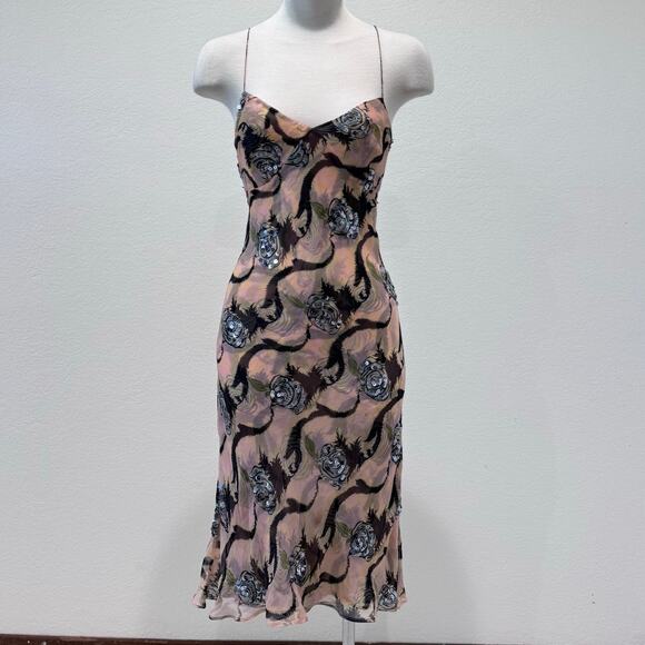 Catherine Malandrino Silk print dress with sequins size S - Picture 1 of 11